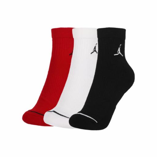 Tripack Calcetas Jordan Everyday Ankle Negro/Rojo/Blanco